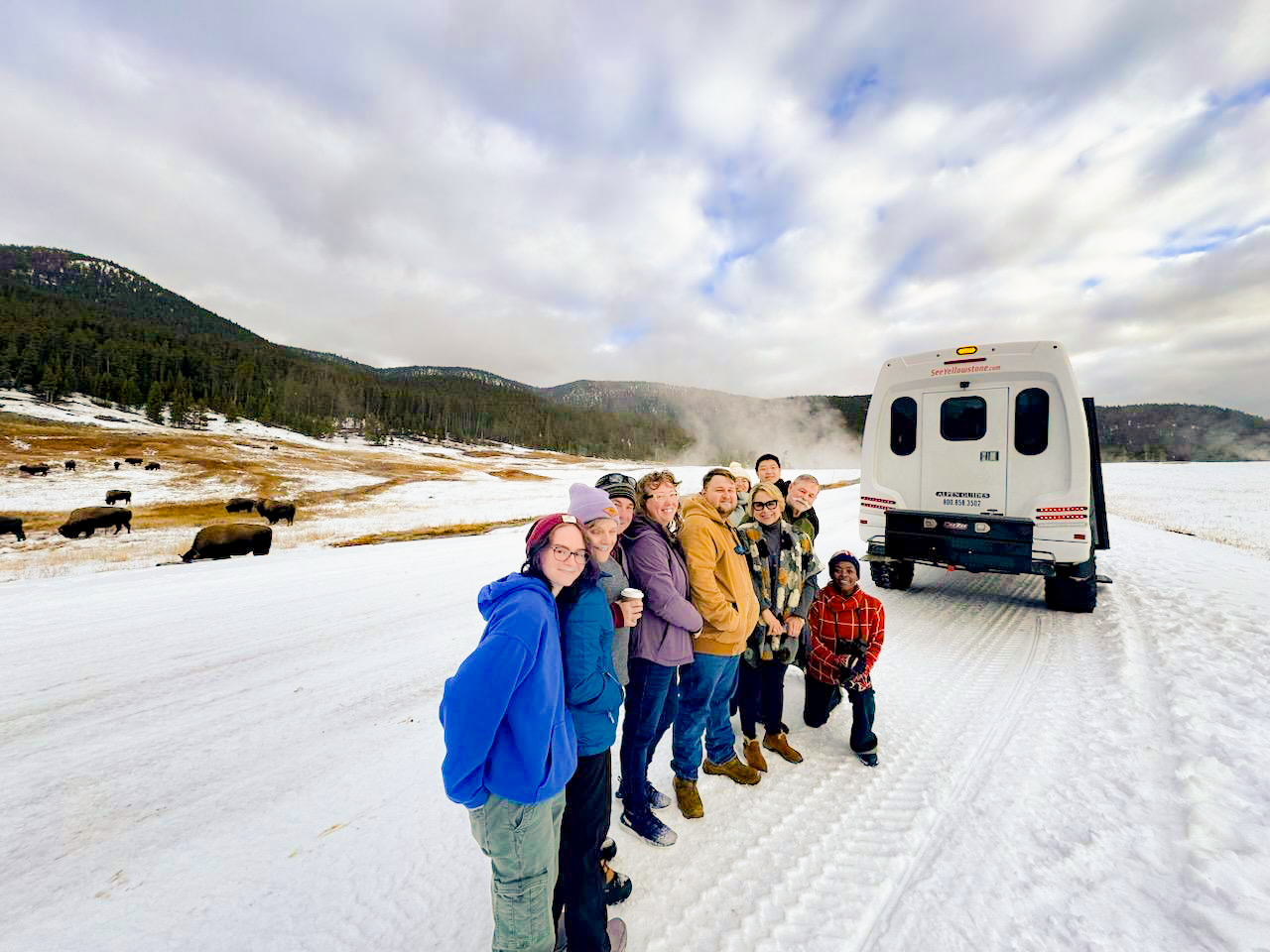 SYT Winter Family group guests SC snowcoach
